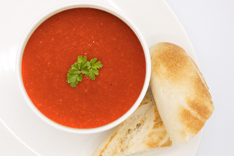 bowl of soup with bread