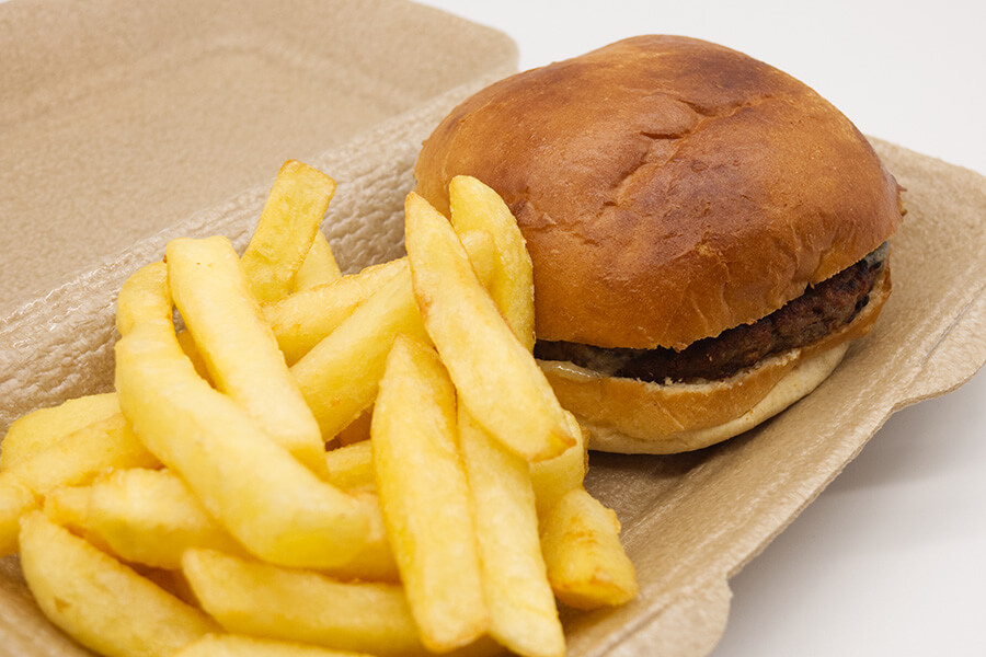 burger and chips