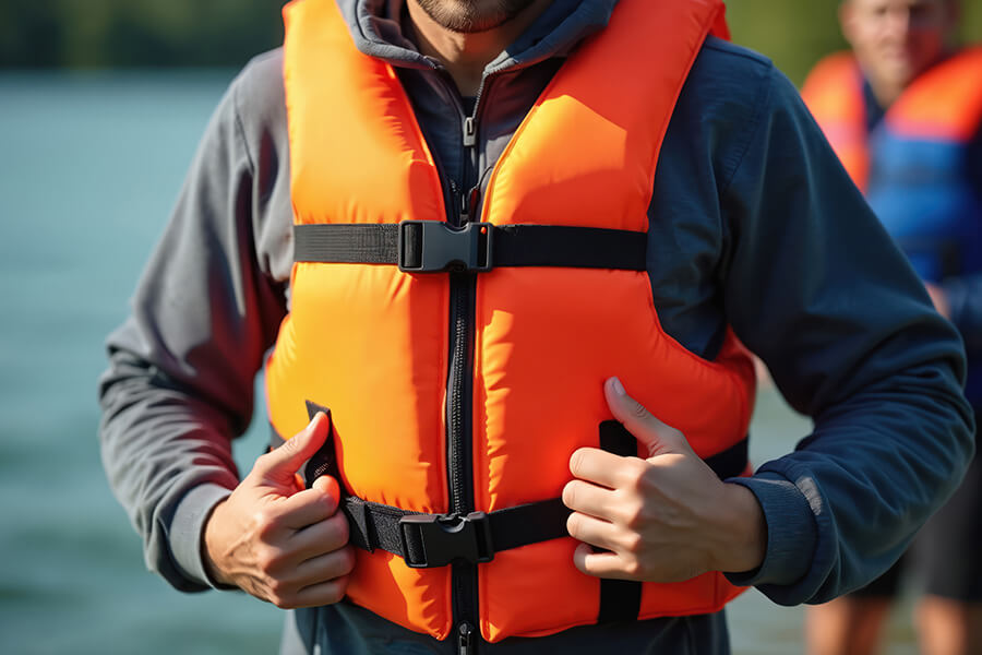 person wearing a lifejacket