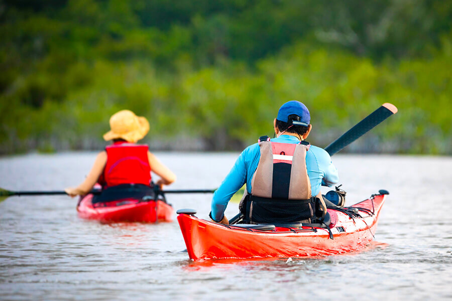 two people kayaking